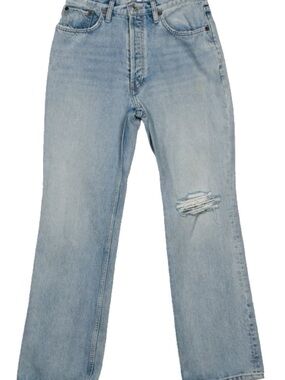 Re/done Light Wash Straight Leg Ripped Jeans